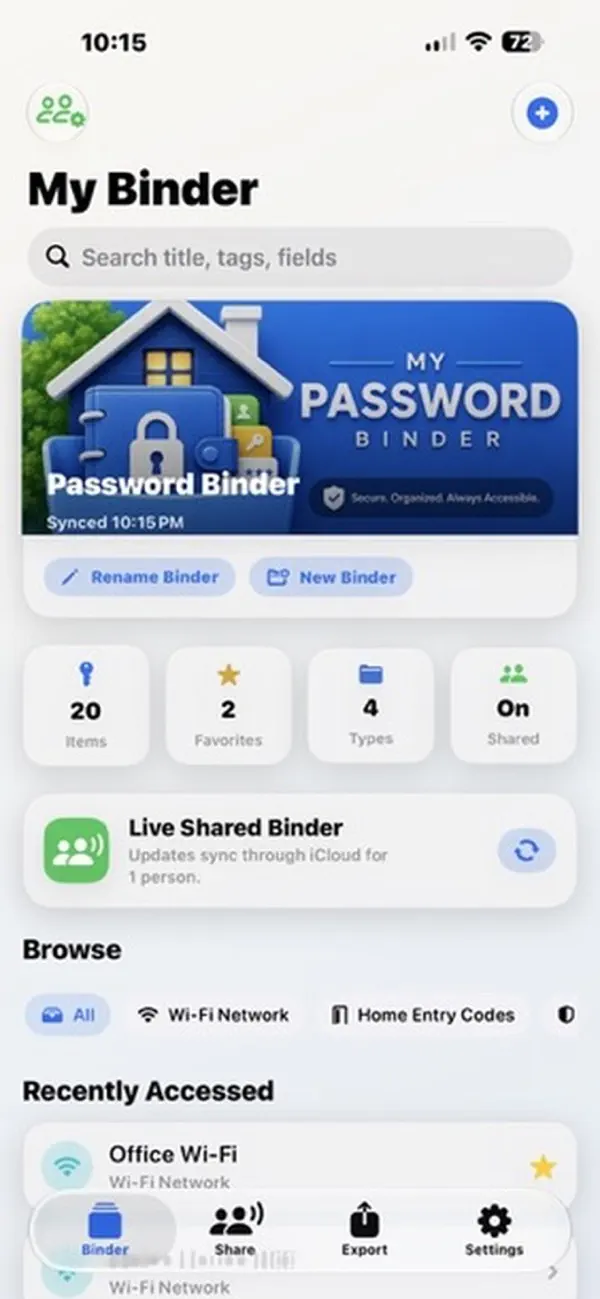 My Password Binder App Store screenshot